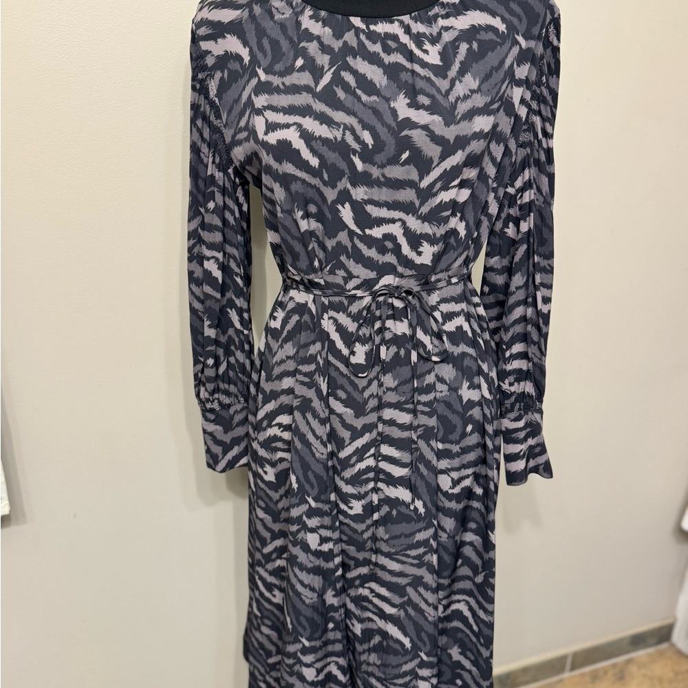 All Saints Women’s Elegant Black and Gray Patterned Dress M